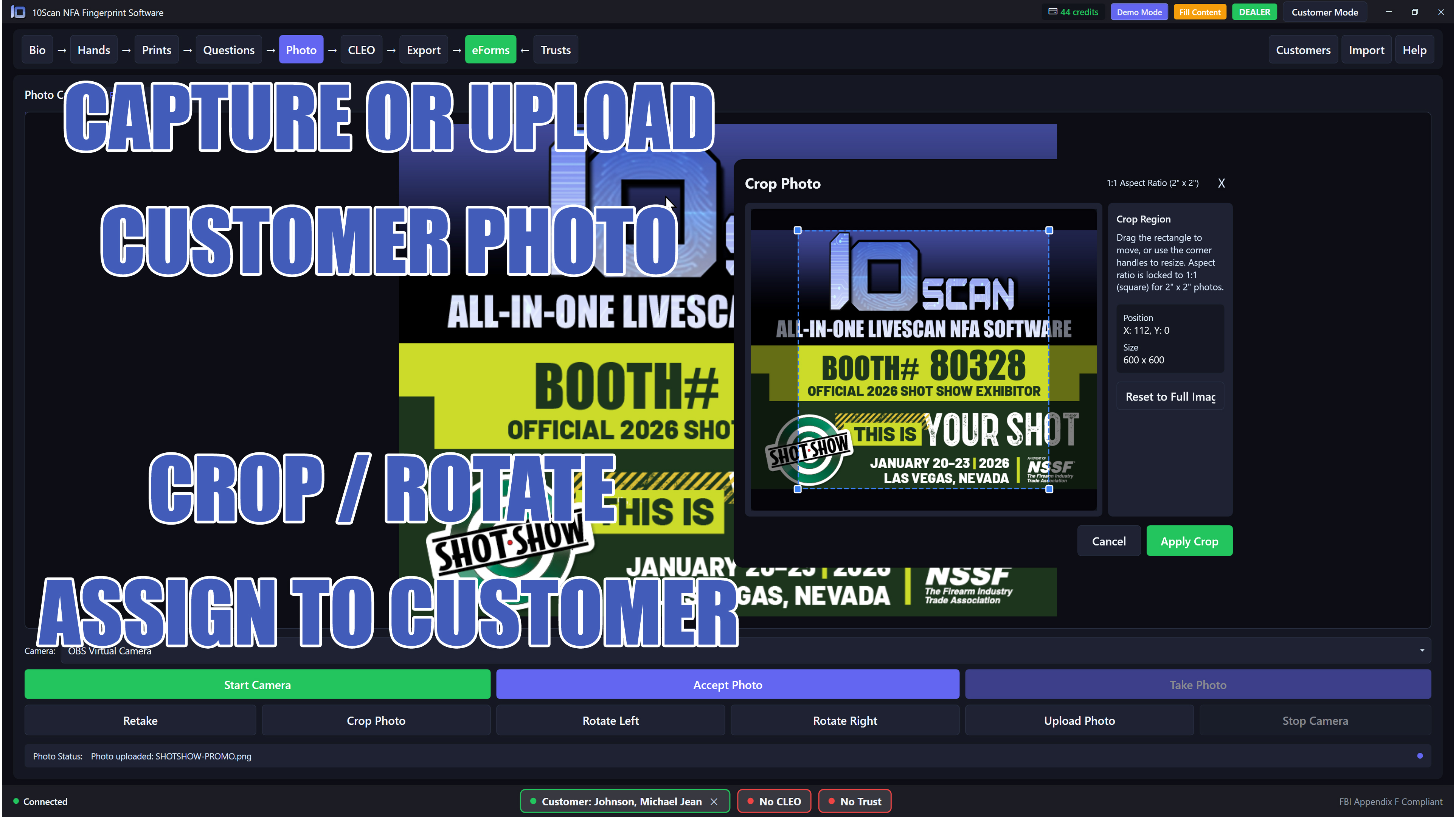 10Scan NFA customer passport photo capture for ATF eForm